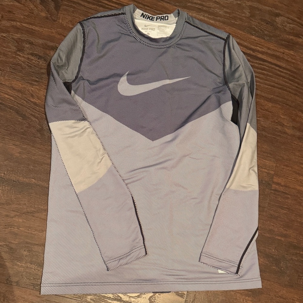 Nike Pro Long Sleeve Shirt in Blue and Gray